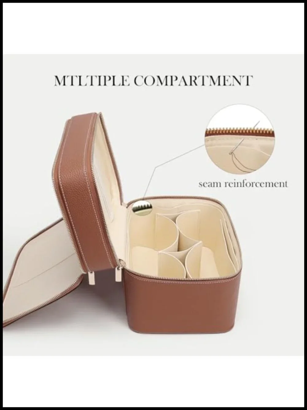 Large Makeup Bag Duo Vanity Case for Women Leather Makeup Case Travel Toiletry